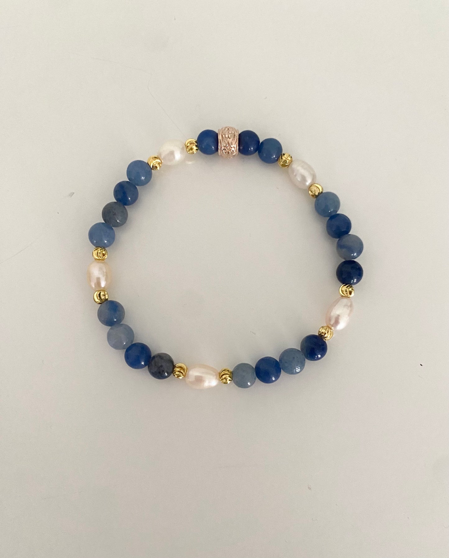 Blue Aventurine and Pearl Bracelet