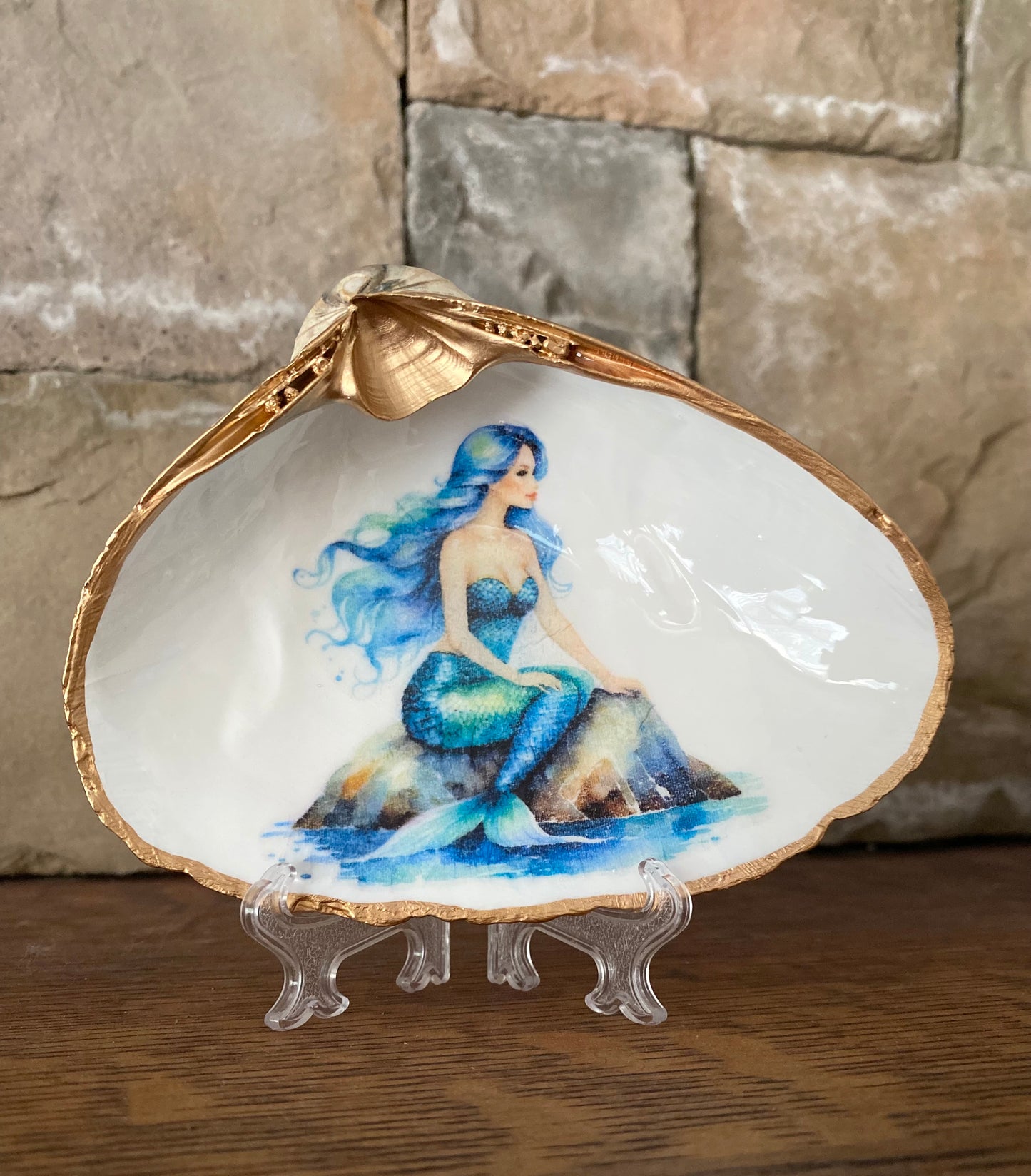 Clam Shell Dish with Mermaid