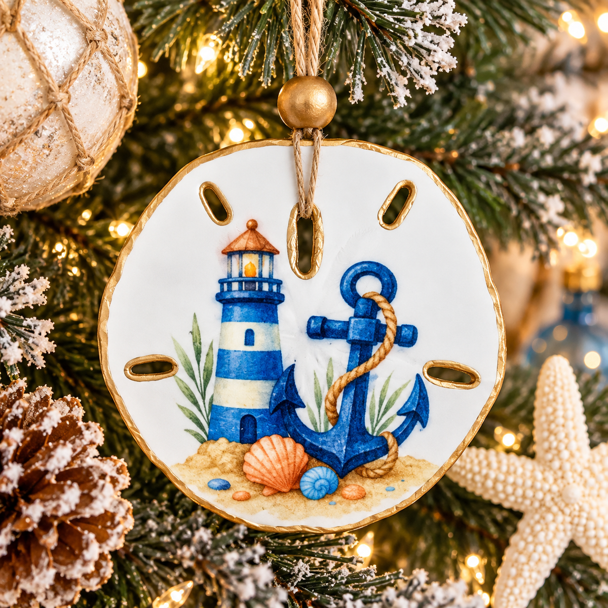 Lighthouse and Anchor Ornament